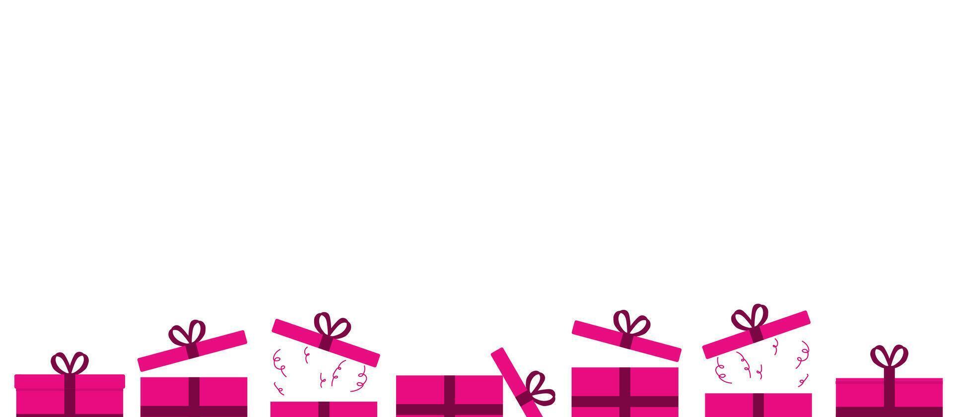 A pink gift box with a bow on top vector