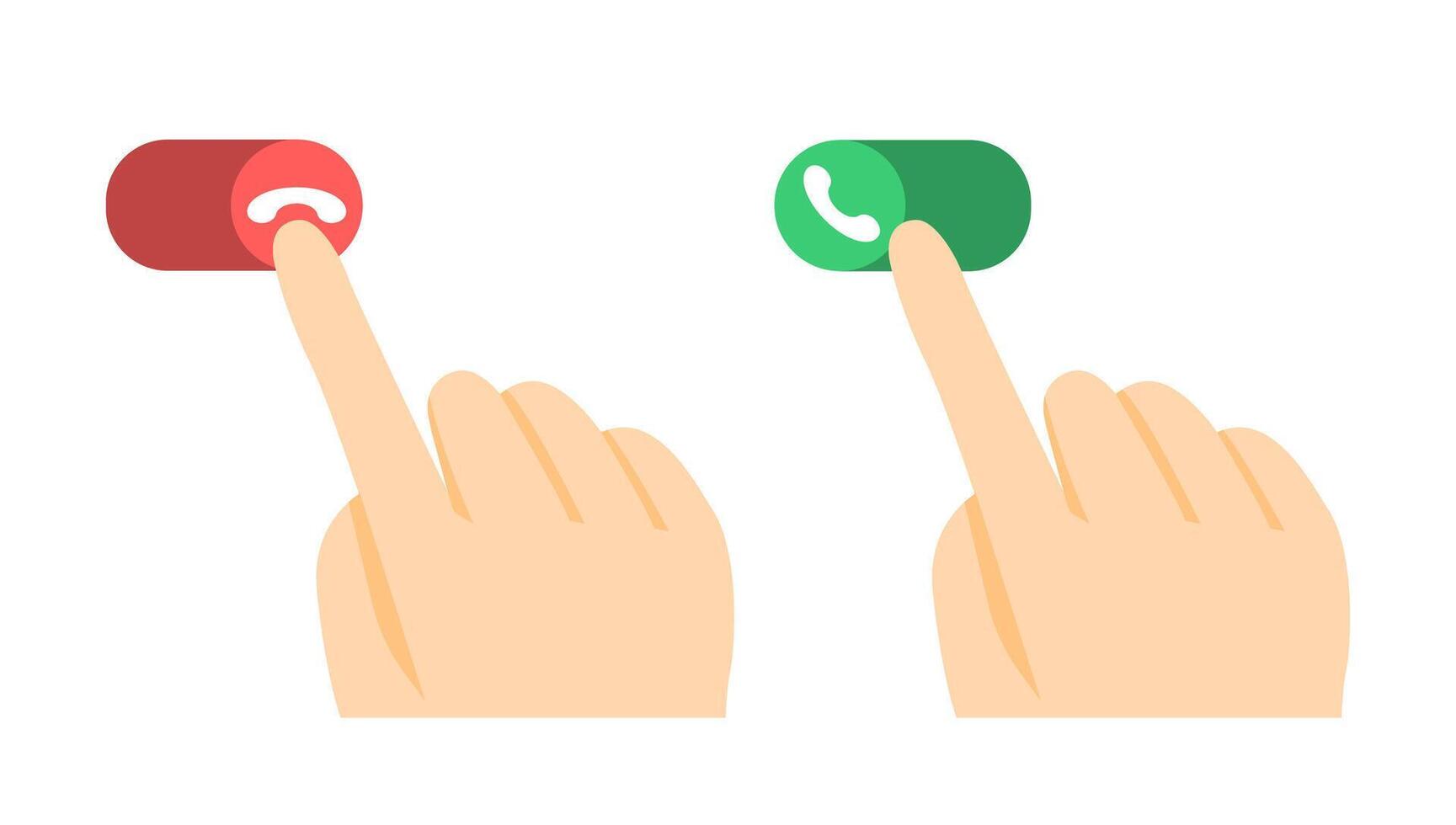 Two hands pointing to a phone button vector