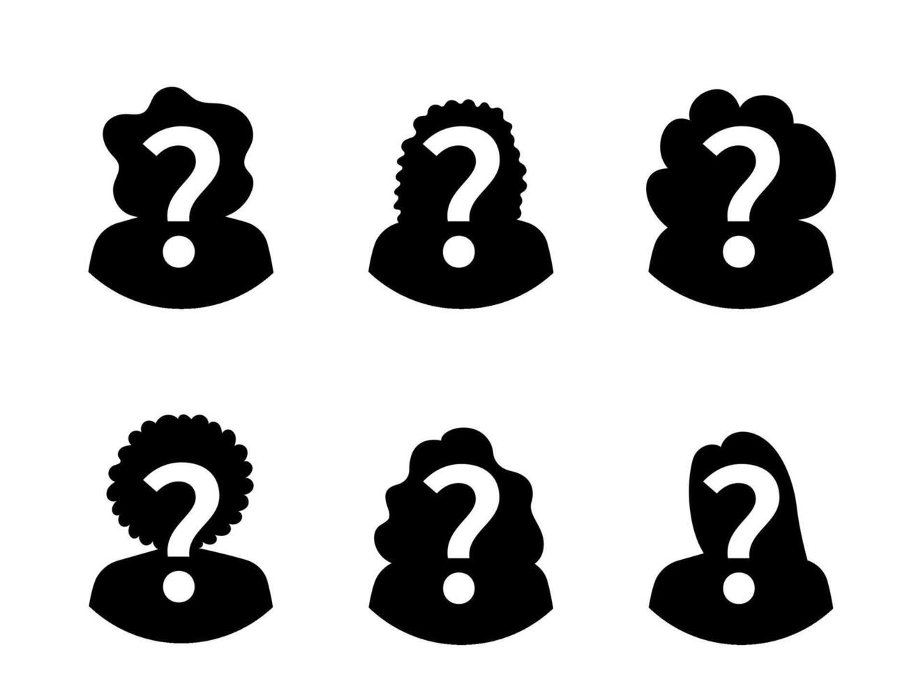 Set of black silhouettes of people with question marks vector