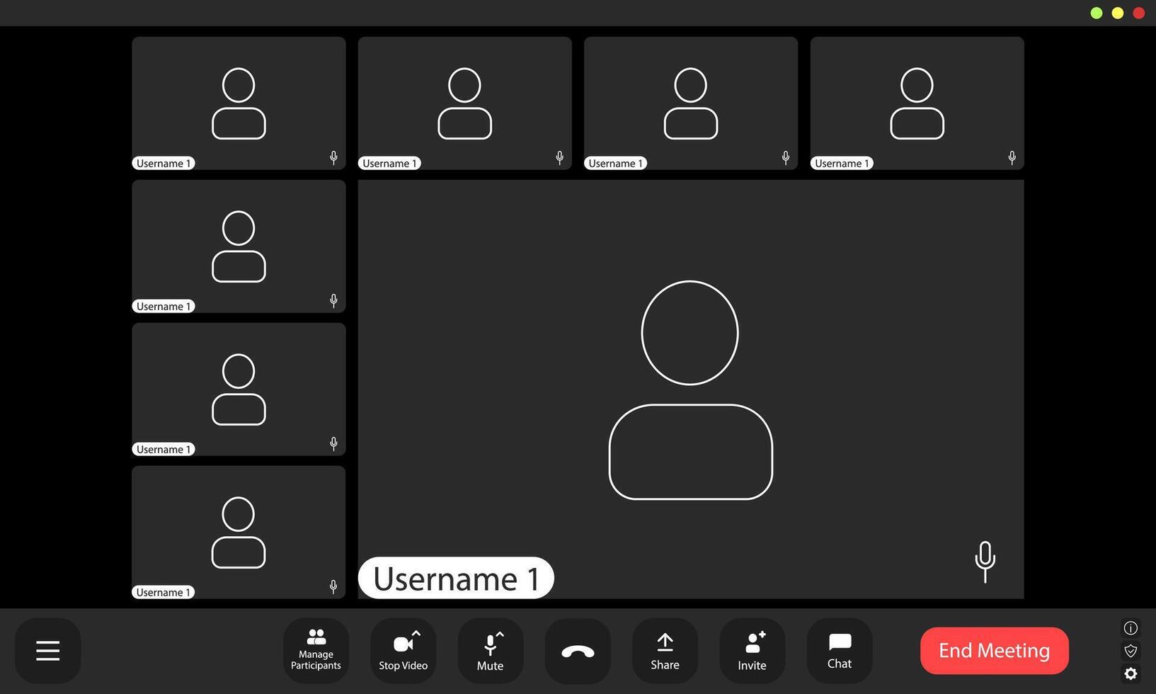 A computer screen showing a conference with several people vector