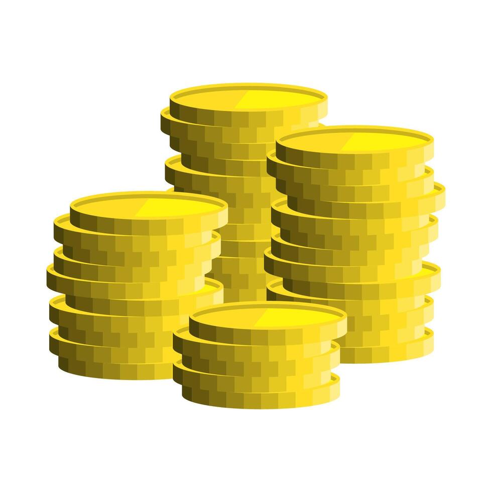 A pile of gold coins on a white background vector