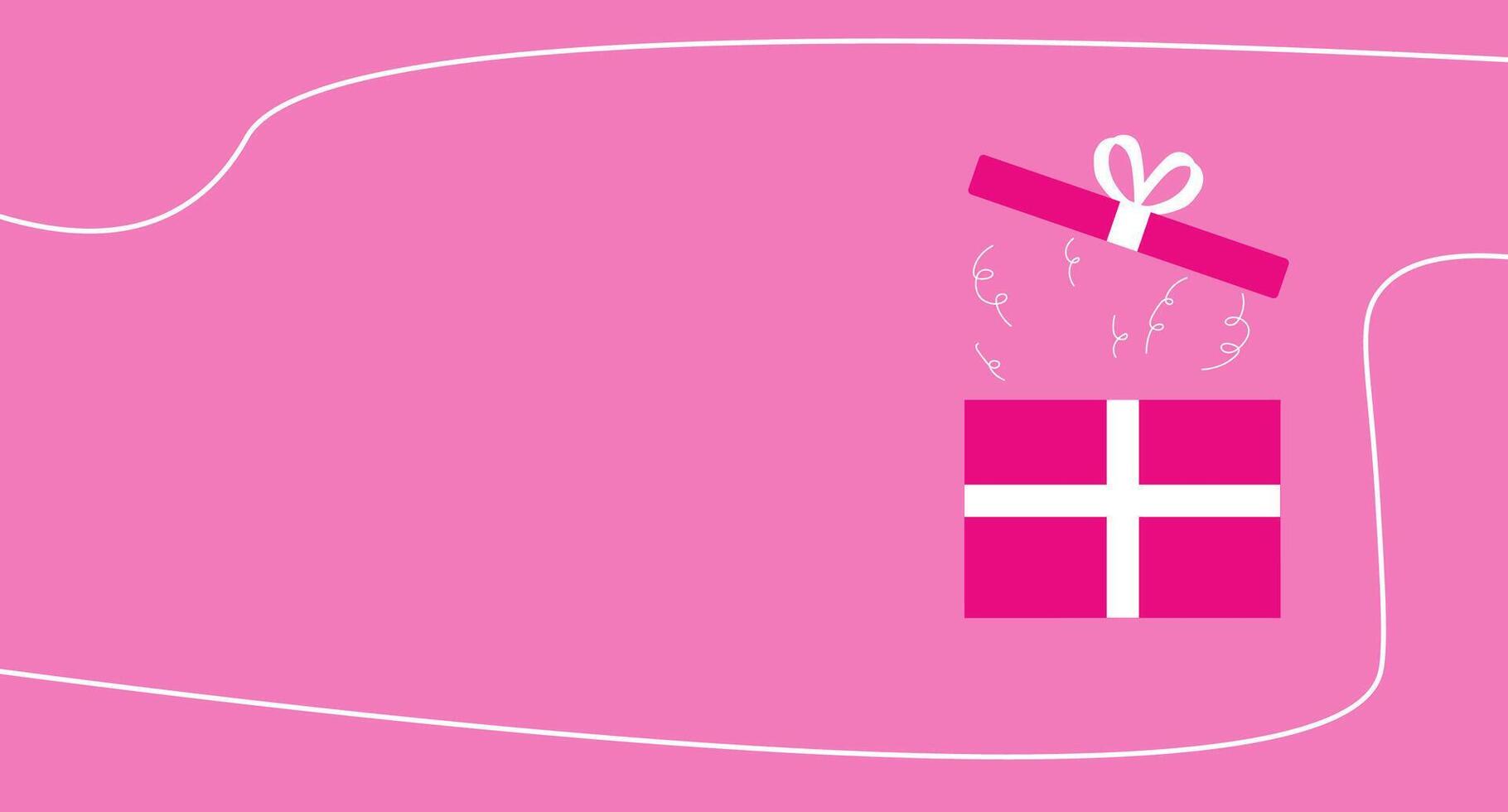 A pink background with a gift box and a ribbon vector