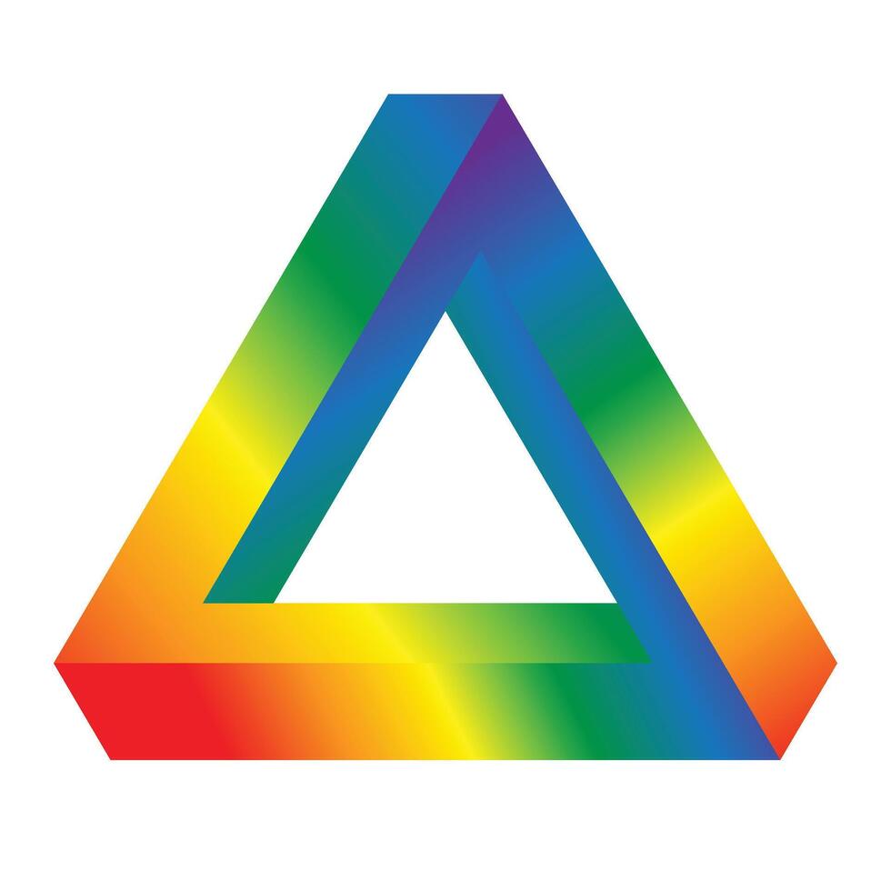 The abstract Pride color triangle overlap on a white background. The Penrose triangle. vector
