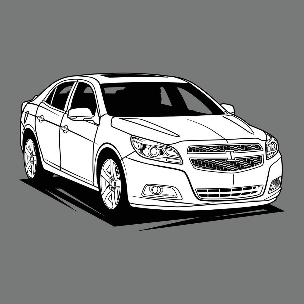 Black and White view car illustration for conceptual design vector