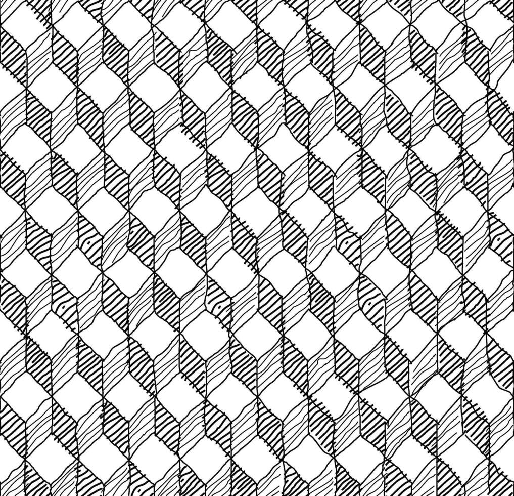 Abstract isometric hand drawn cubs box seamless pattern with shadows vector
