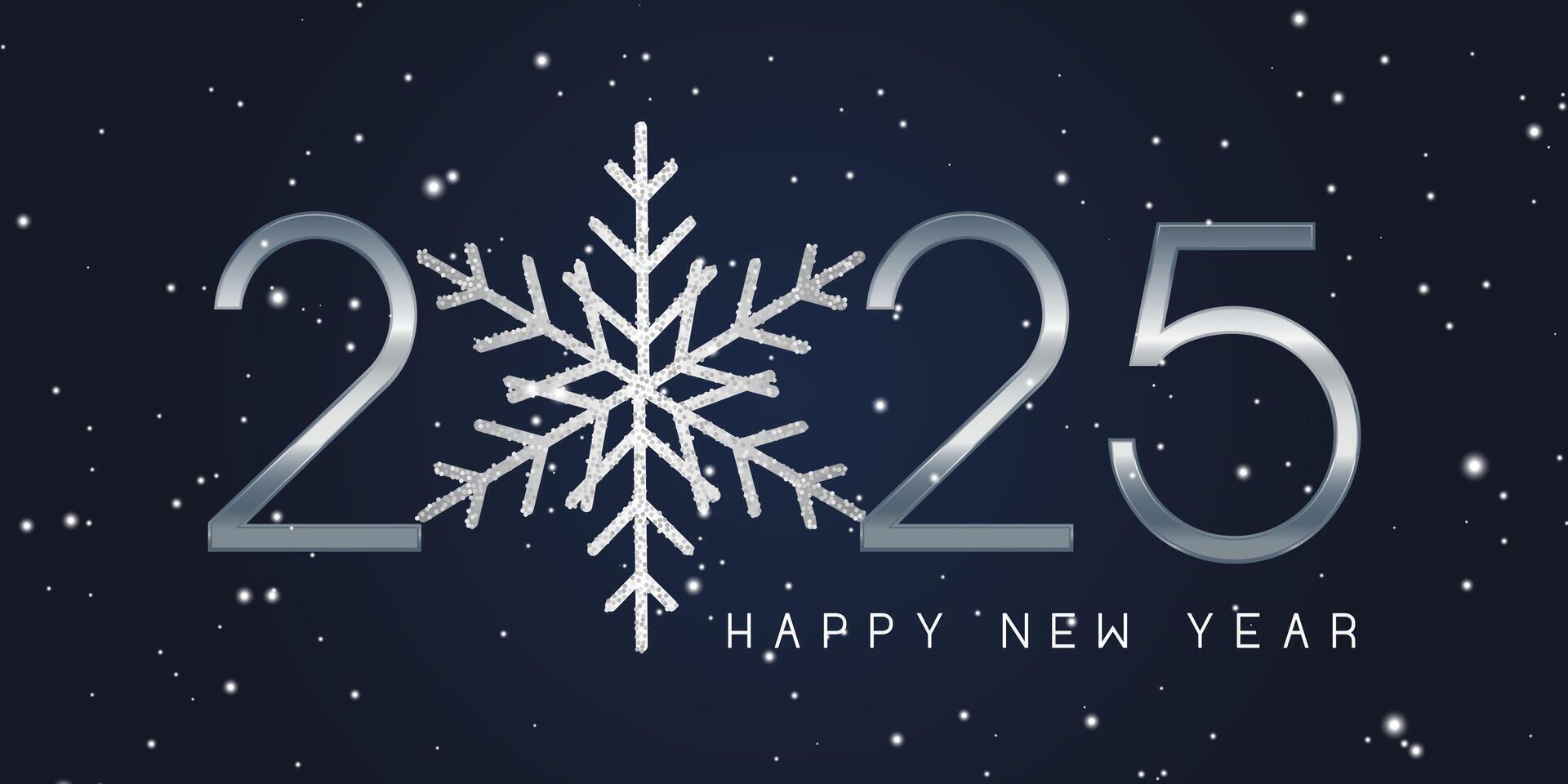Silver and blue Happy New Year banner design vector