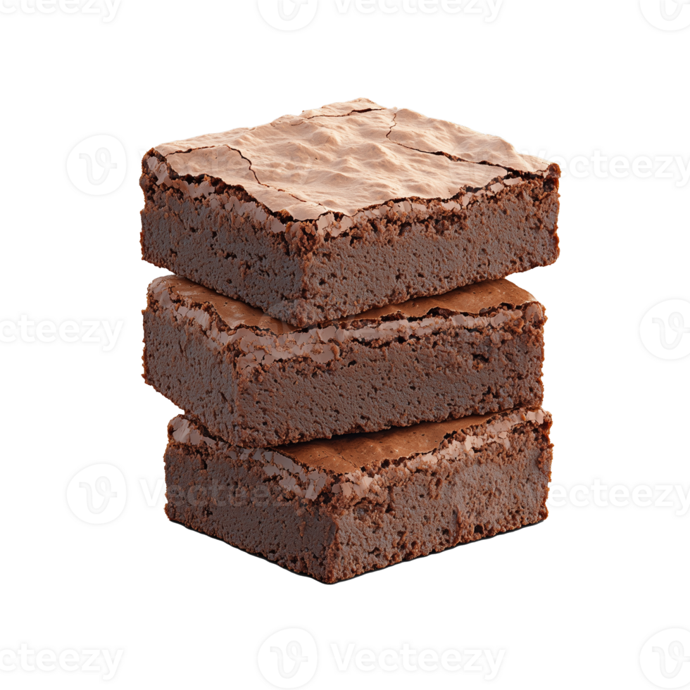 Deliciously rich chocolate brownie stack on transparent background png