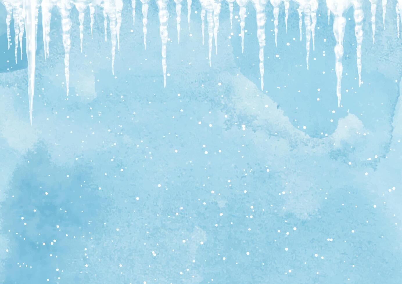 Hand painted Christmas watercolour background with hanging icicles vector