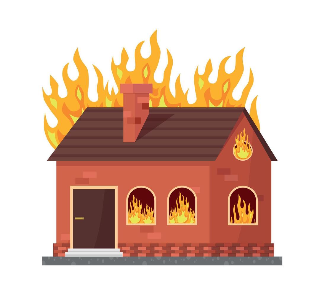Burning house icon on white background. House on fire. House fire. Emergency. Danger. vector