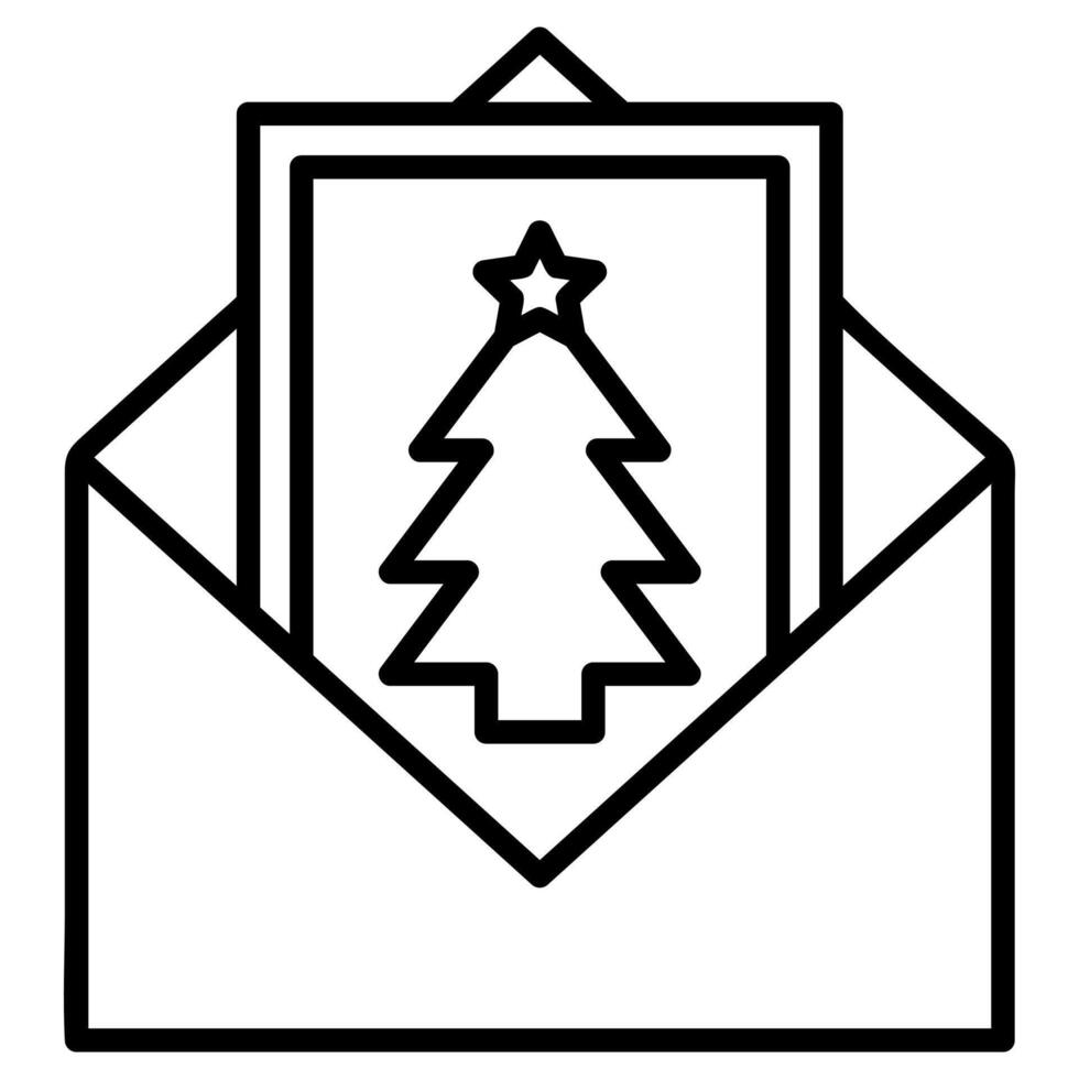 Christmas tree in an envelope icon vector