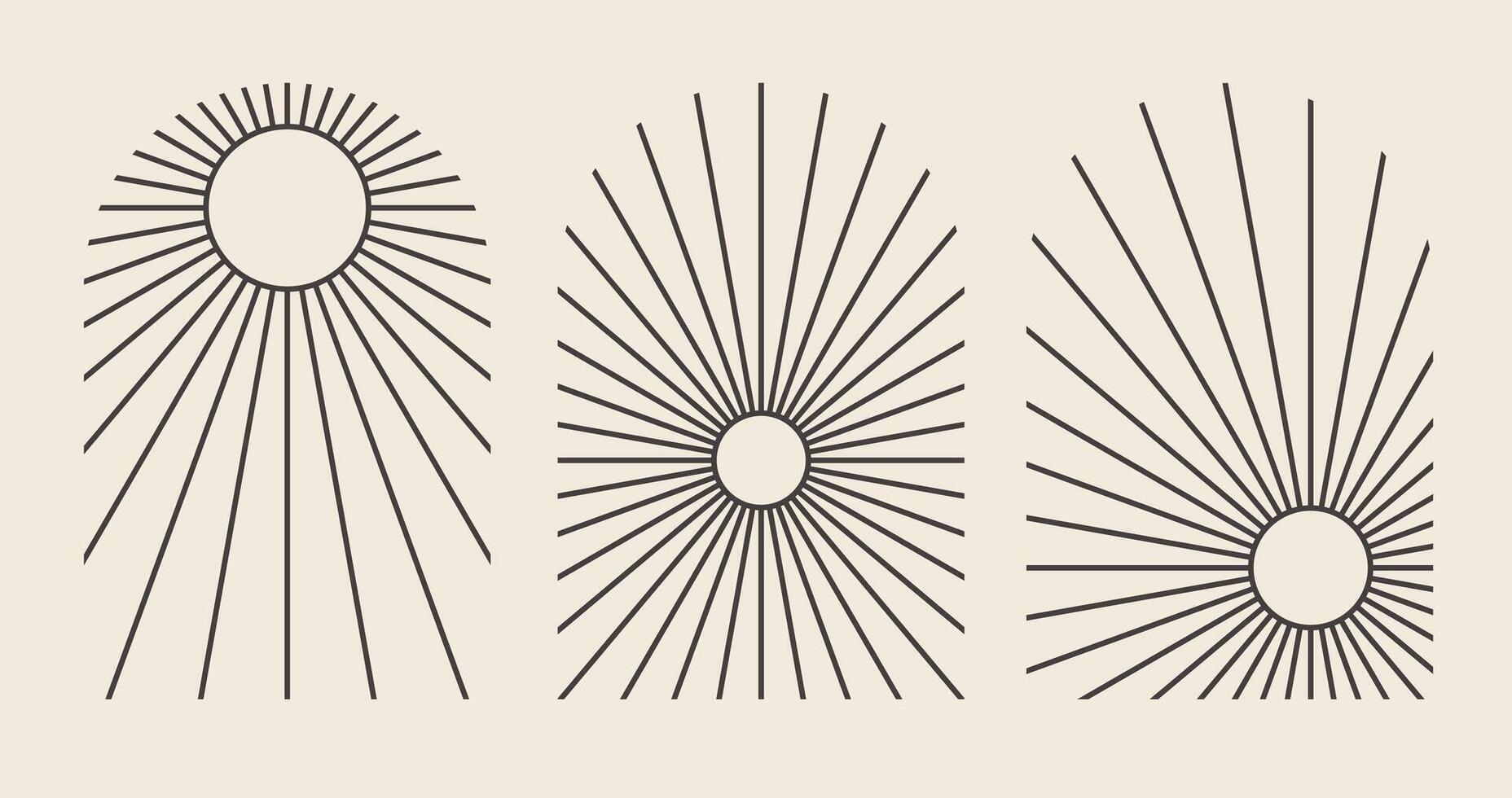 Set of outline arch with black sunbeam. Mystic simple bohemian design element. Arc vintage art deco collection vector