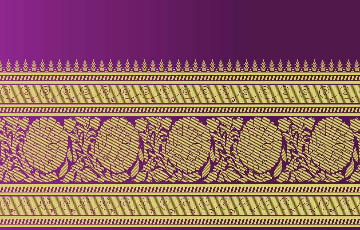 beautiful golden floral fabric border vector