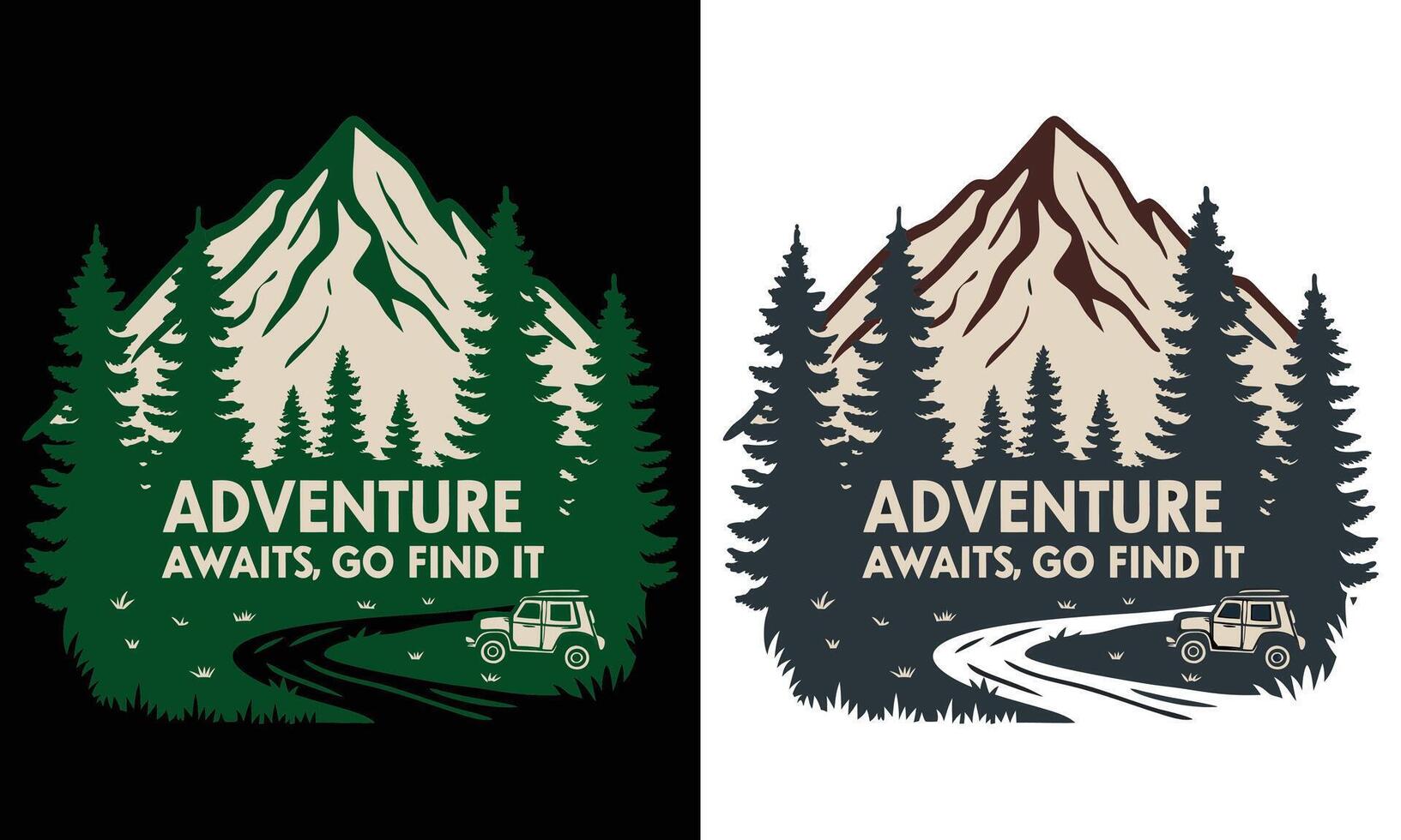 Two different designs for adventure and it waits to go vector