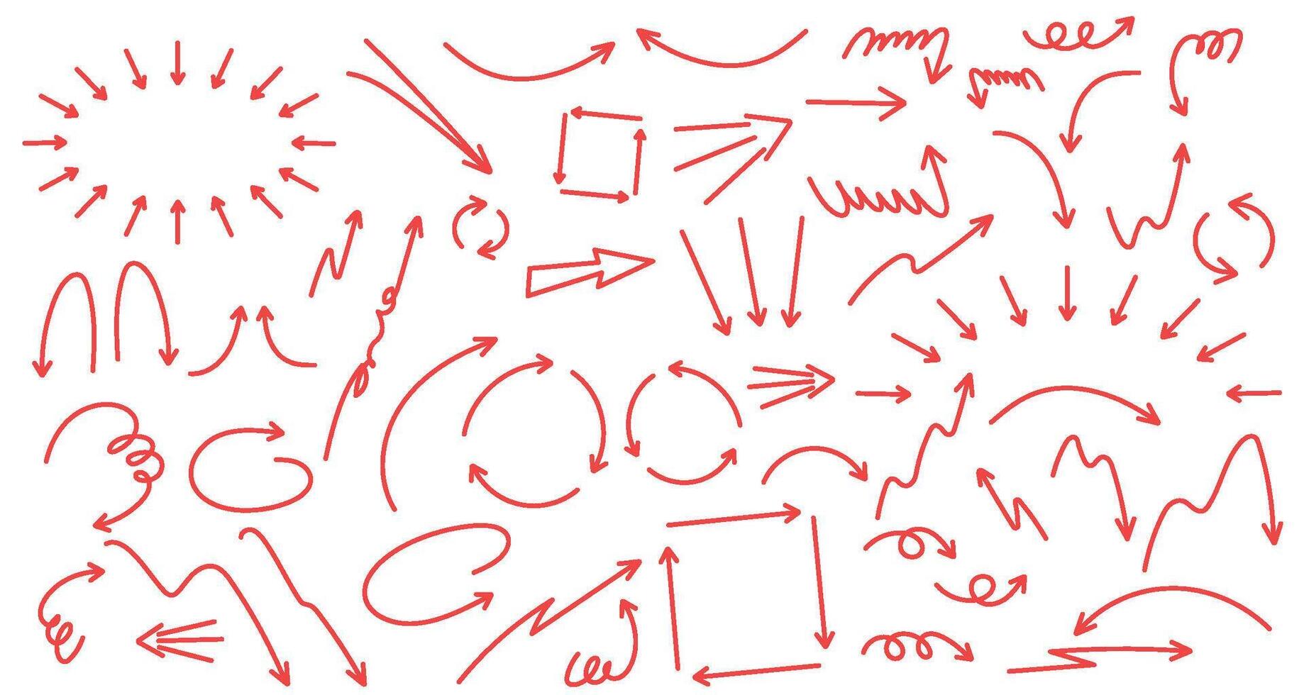 A collection of red doodles on a white background vector