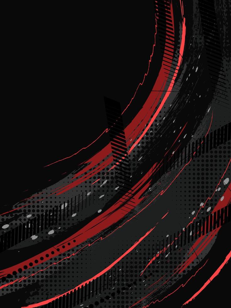 Sport Cover or Poster Design with Red and Gray Brush Strokes and Halftone Effect. Abstract Background Design in Grunge Style vector