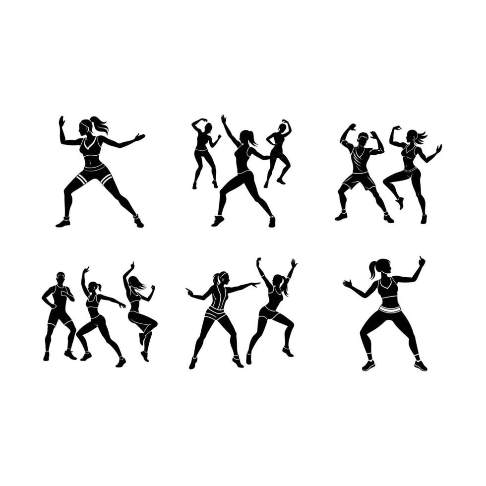 Zumba or Dance Workouts Silhouette Design - Linocut Style vector