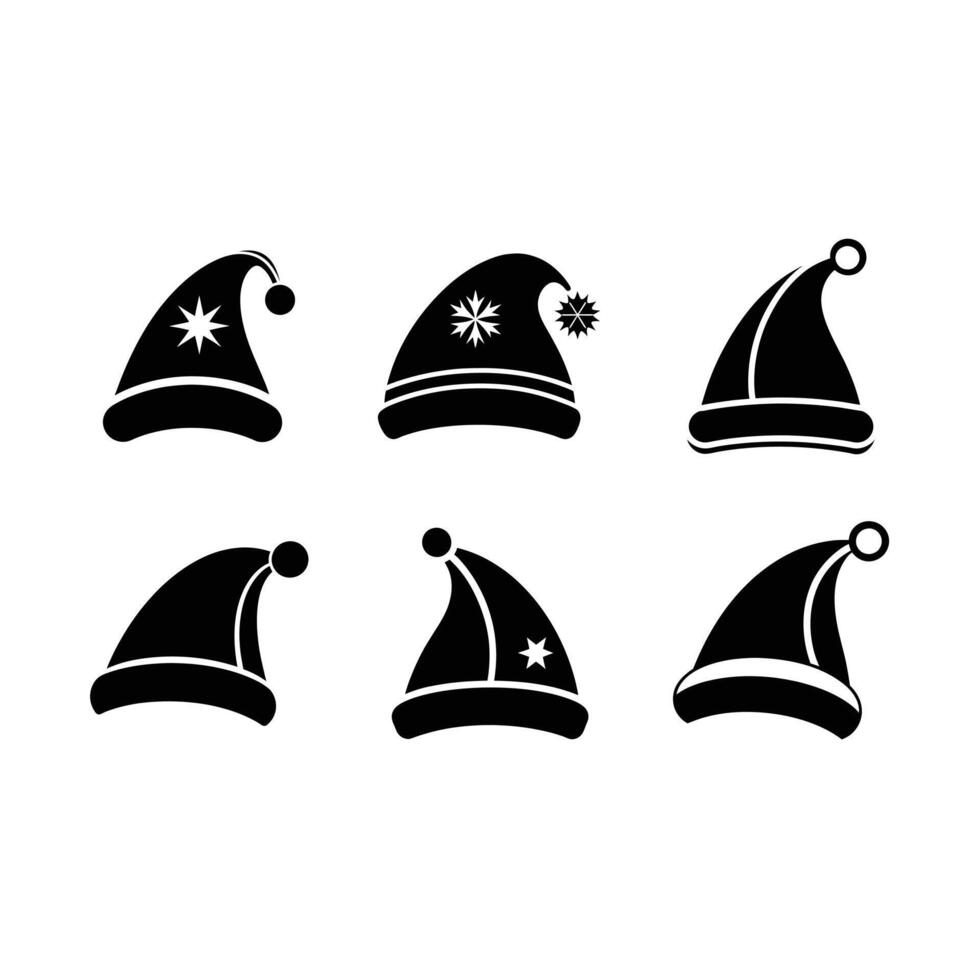 Christmas Hat Icon , and Linocut Silhouette Design vector