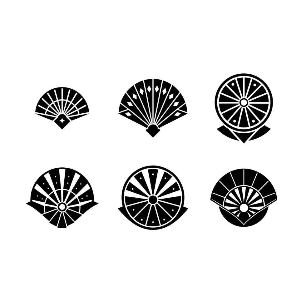 Fortune Fan Icon - and Linocut Silhouette Design vector
