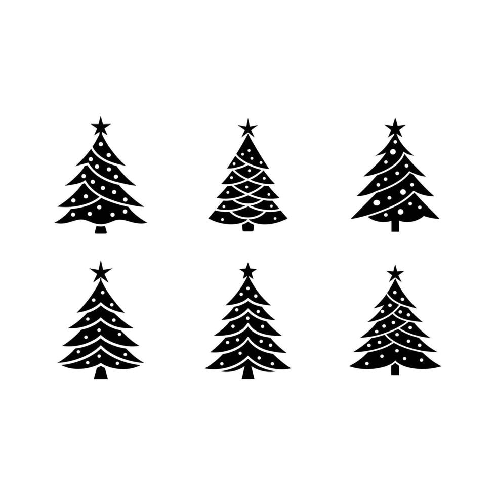 Christmas Tree Icon - and Linocut Silhouette Design vector