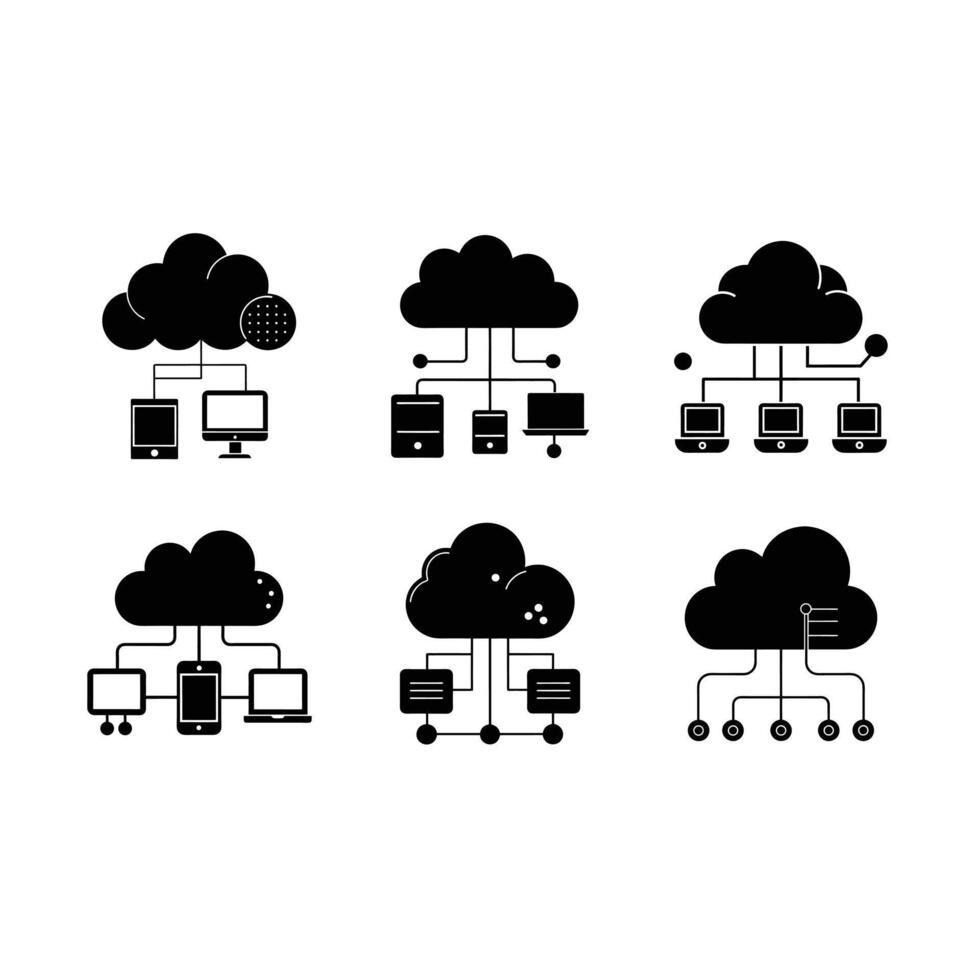 Cloud Computing and Linocut Silhouette Design vector