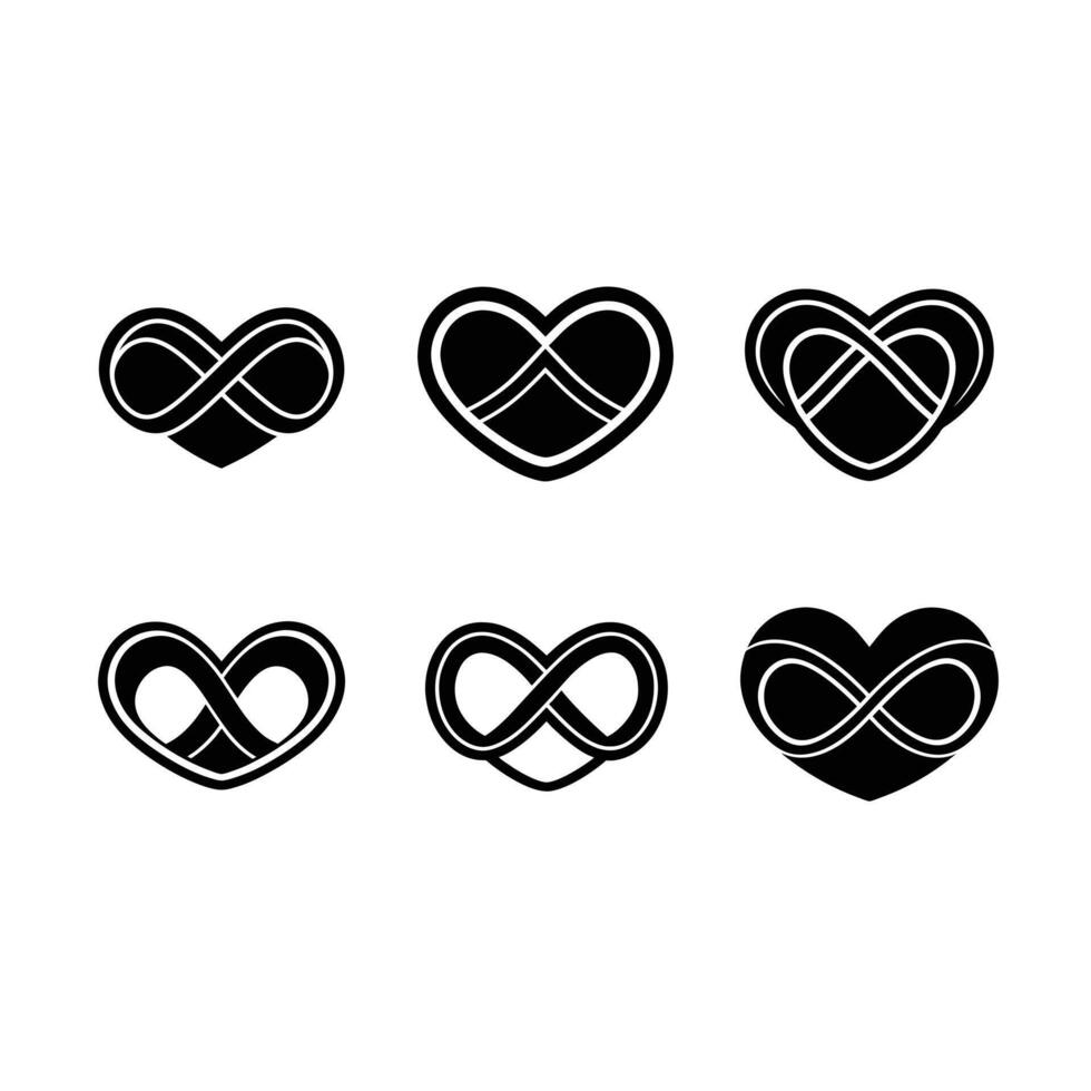 Infinity Heart - and Linocut Silhouette Design vector