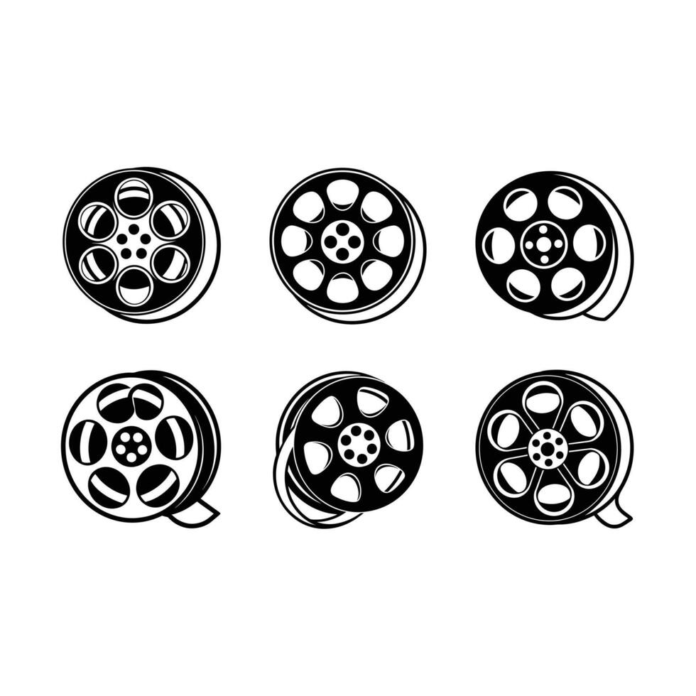Film Reel Design with and Linocut Silhouette Style vector