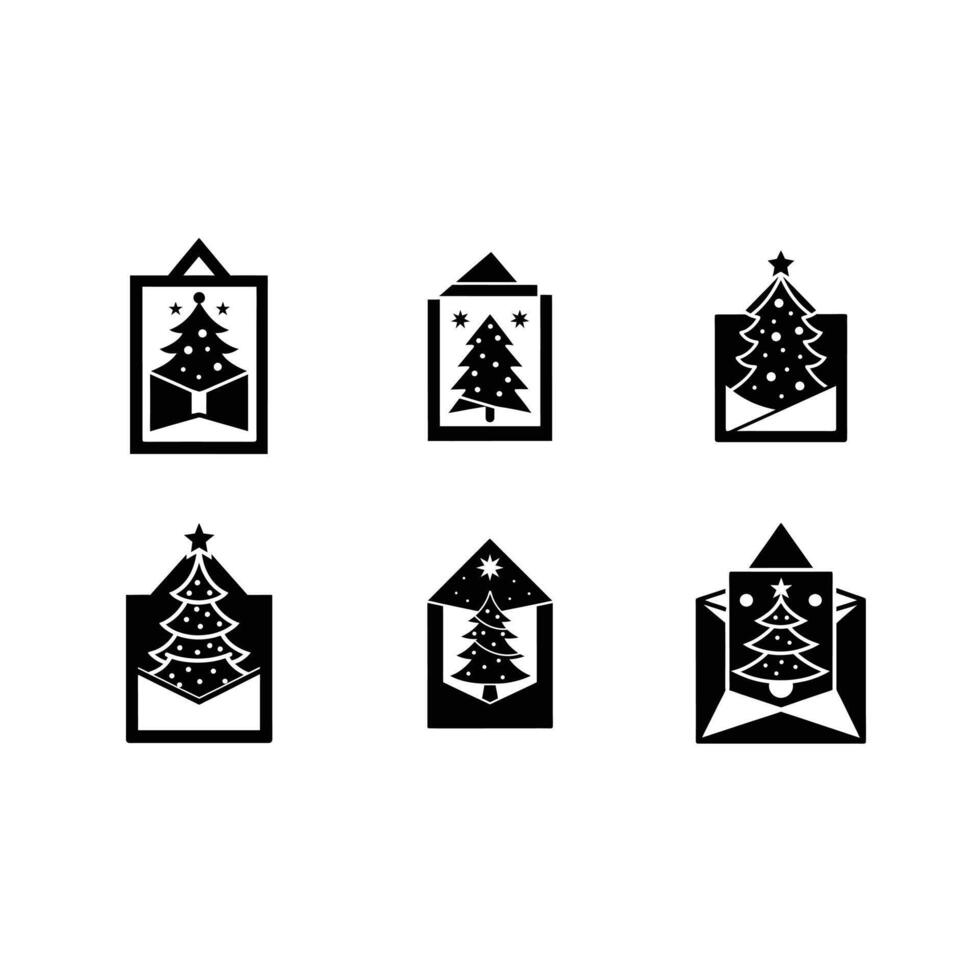Christmas Card Icon - and Linocut Silhouette Design vector