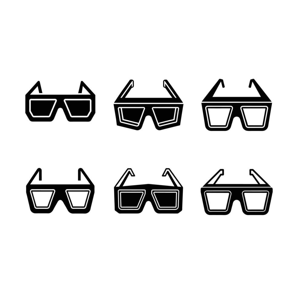 3D Glasses Icon - and Linocut Silhouette Design vector