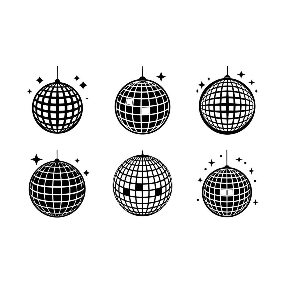 Disco Ball Design with and Linocut Silhouette Style vector