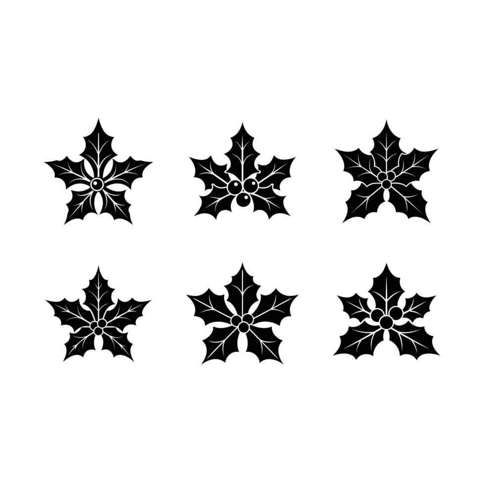 Holly Icon and Linocut Silhouette Design vector