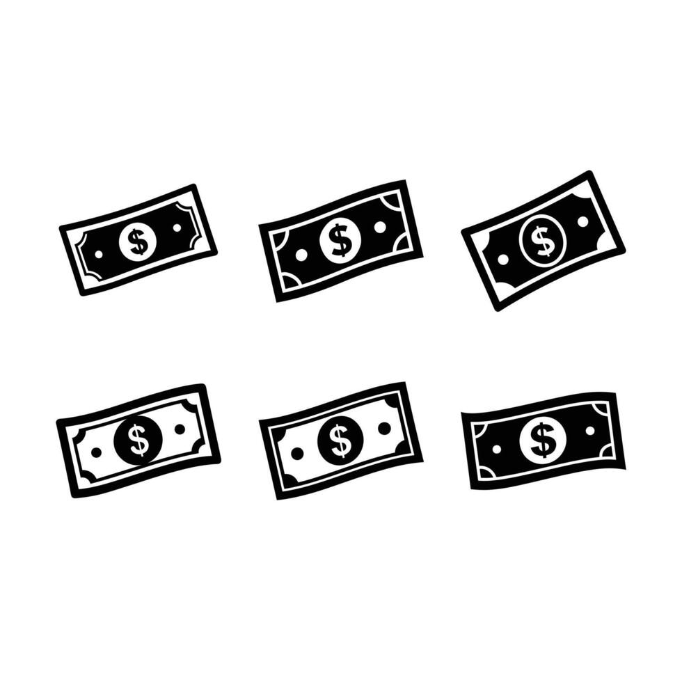Dollar Bill Linocut Silhouette Design vector