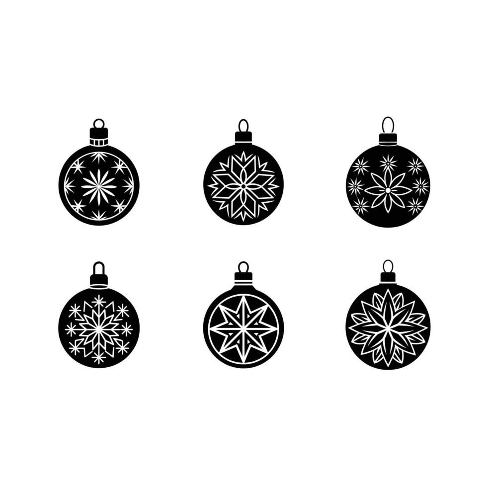 Christmas Ornament Icon - and Linocut Silhouette Design vector