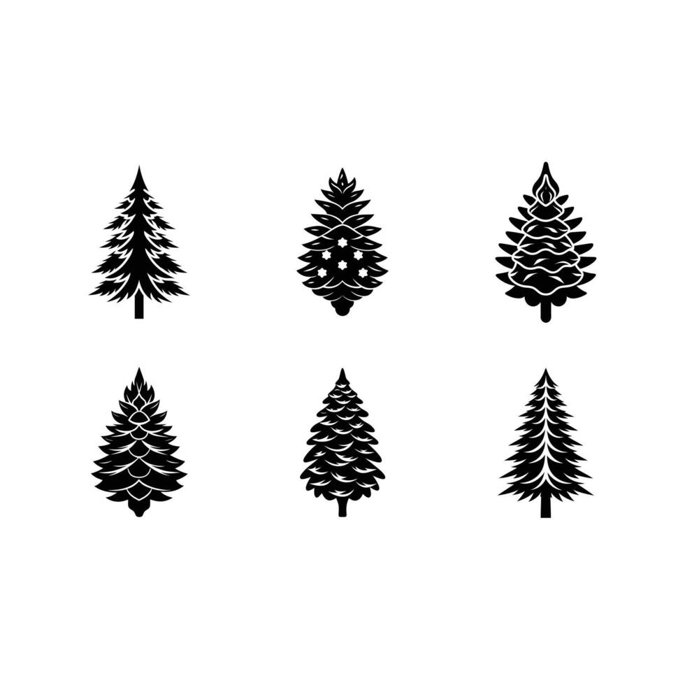 Frosted Pine Icicles and Linocut Silhouette Design vector