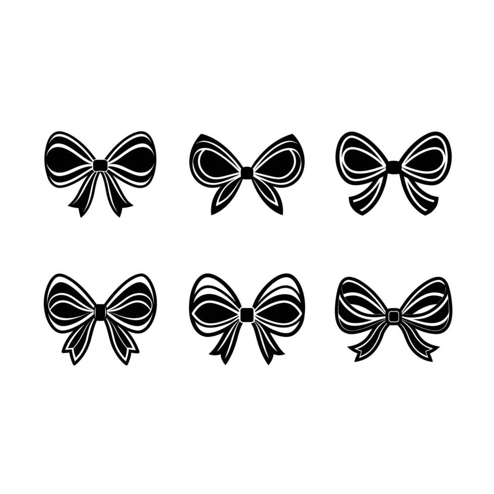 Double Loop Bow Design and Linocut Silhouette vector