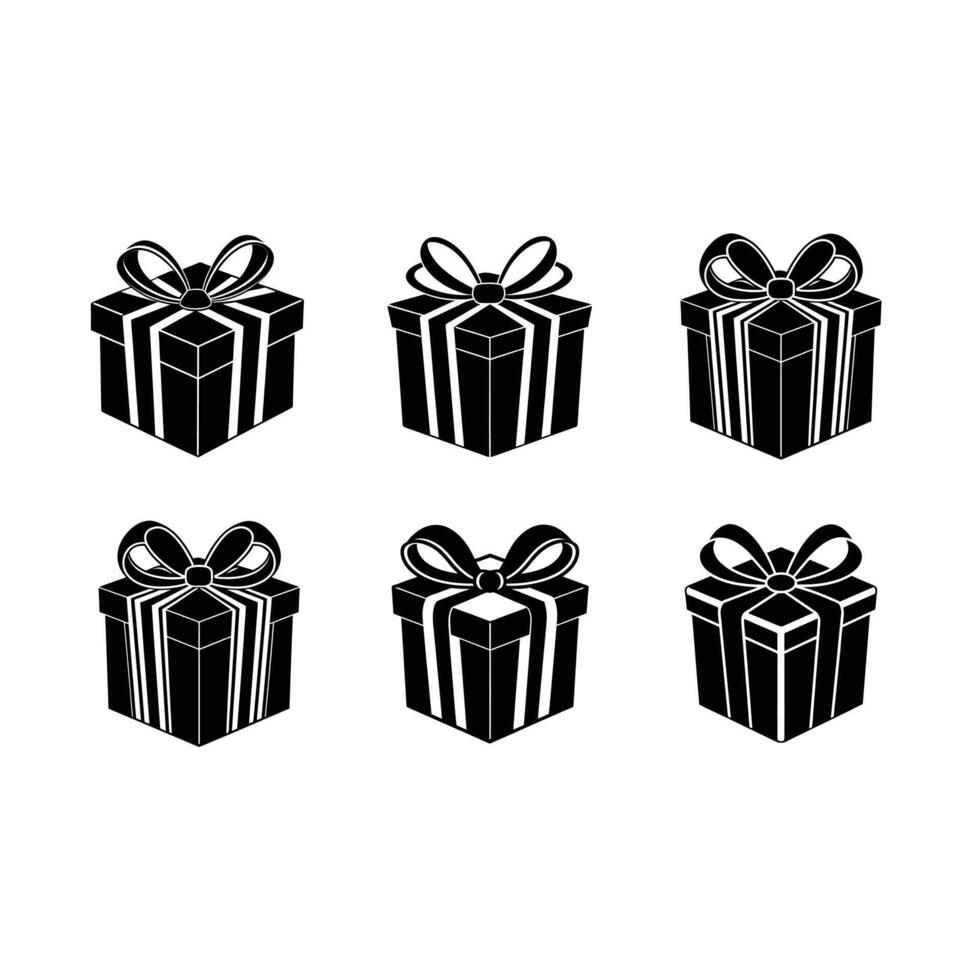 Gift Box Icon and Linocut Silhouette Design vector