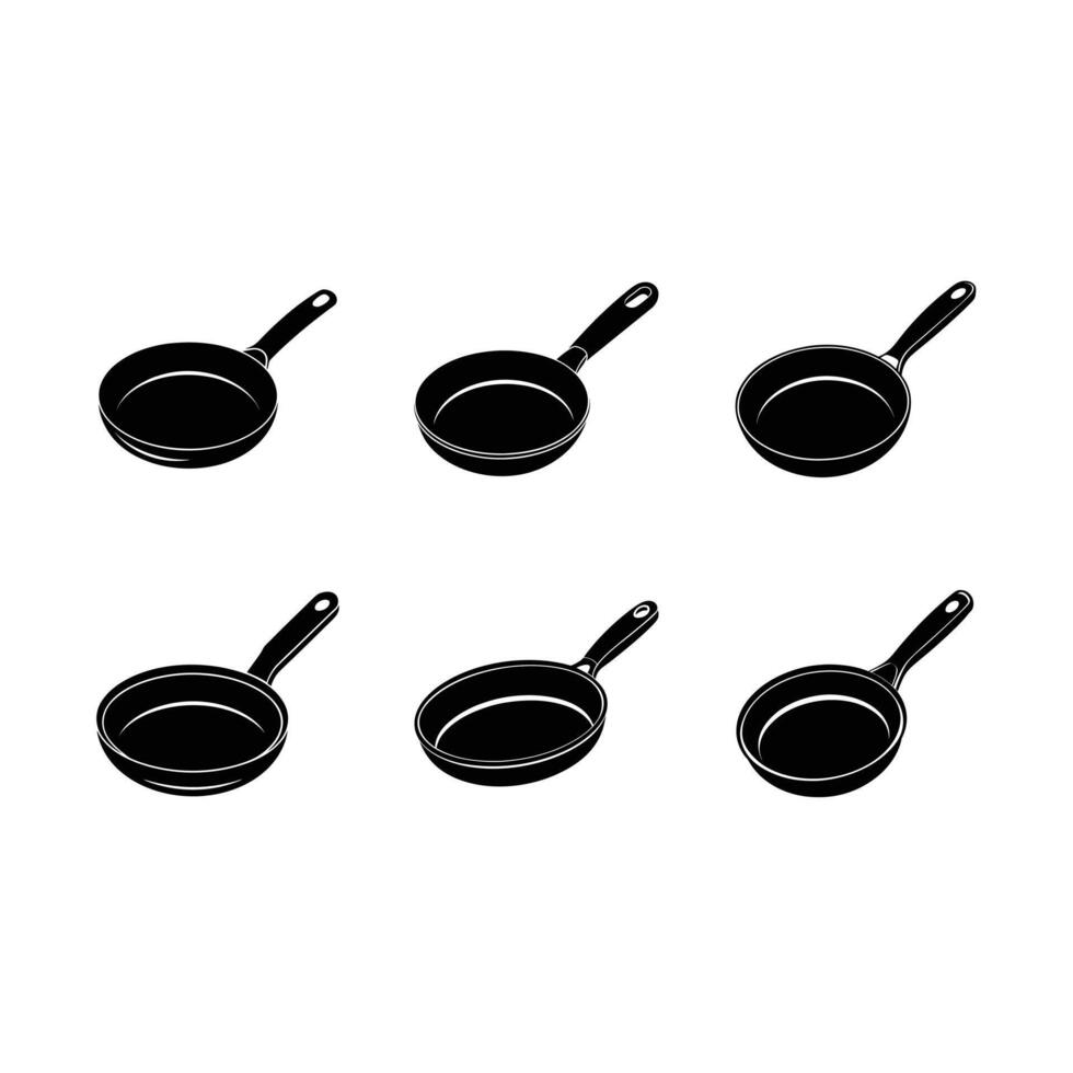 Frying Pan Illustration, and Linocut Silhouette Design vector