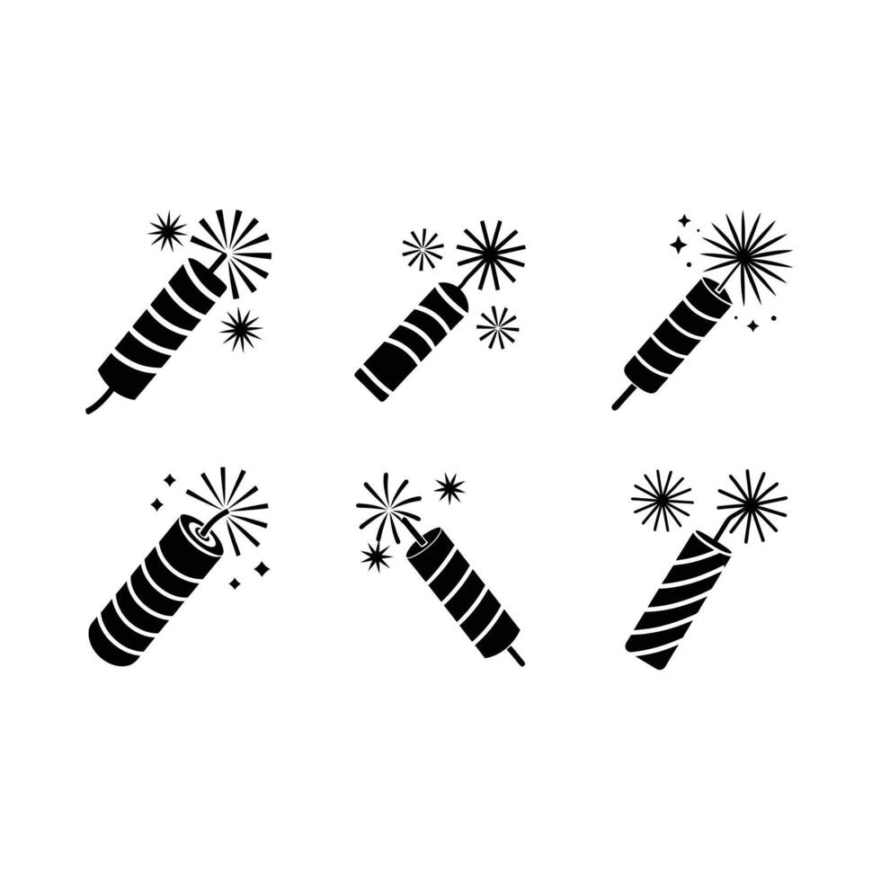 Firecracker and Linocut Silhouette Design vector
