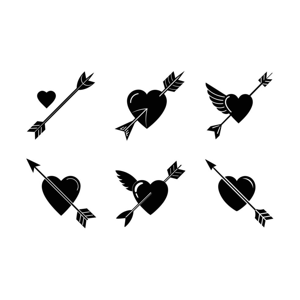 Cupid Arrow Icon and Linocut Silhouette Design vector