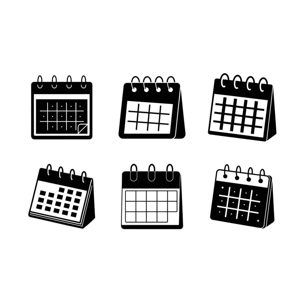 Calendar Flat and Linocut Silhouette Design vector