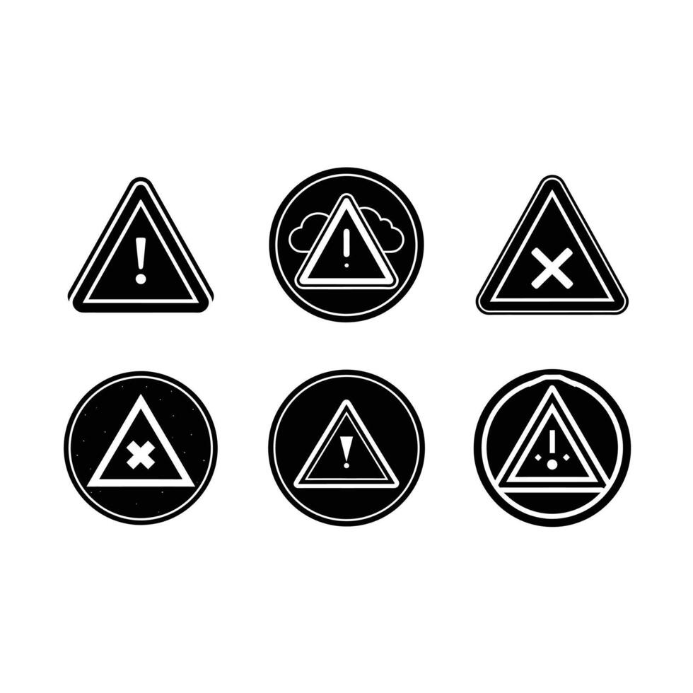 Error Icon and Linocut Silhouette Design vector