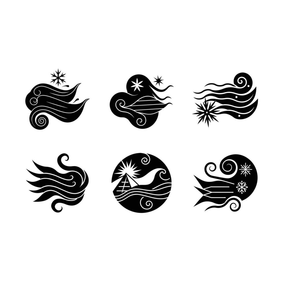 Chilly Breeze Icon - and Linocut Silhouette Design vector
