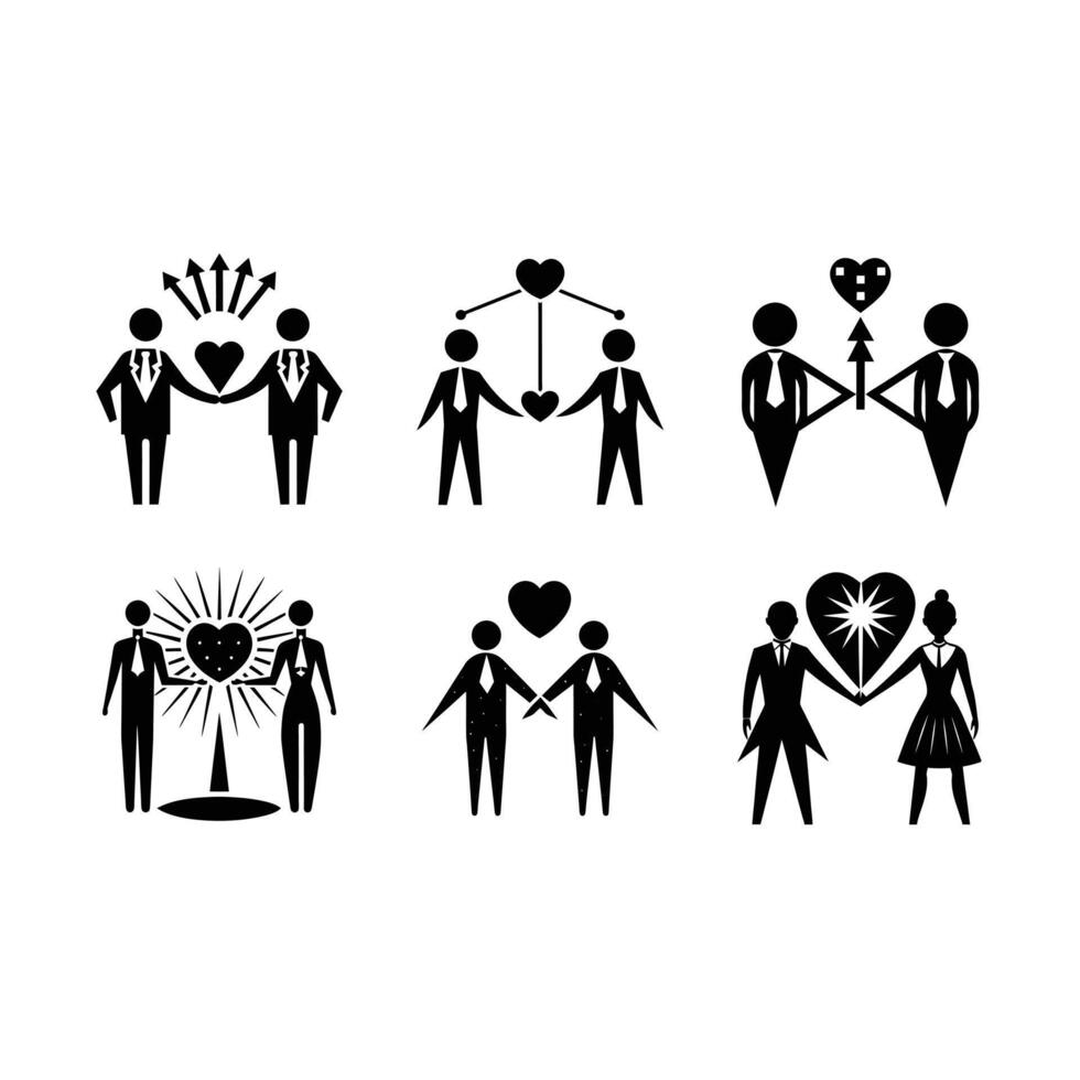 Commitment and Linocut Silhouette Design vector