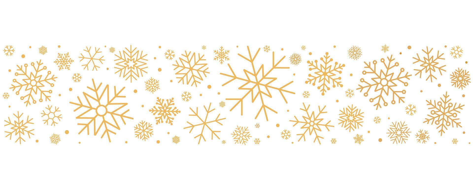 Creative border of golden snowflakes. Christmas decoration vector