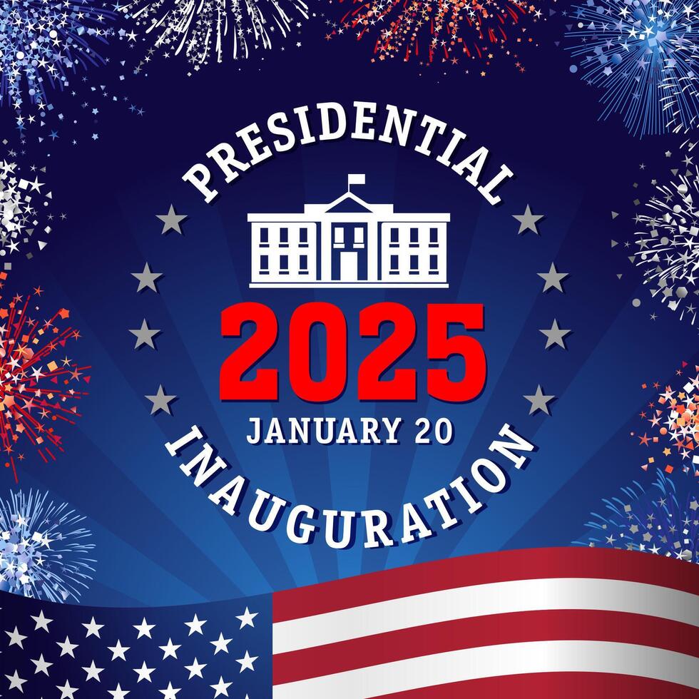 2025 US Presidential Inauguration Day decorative banner. Festive backround vector