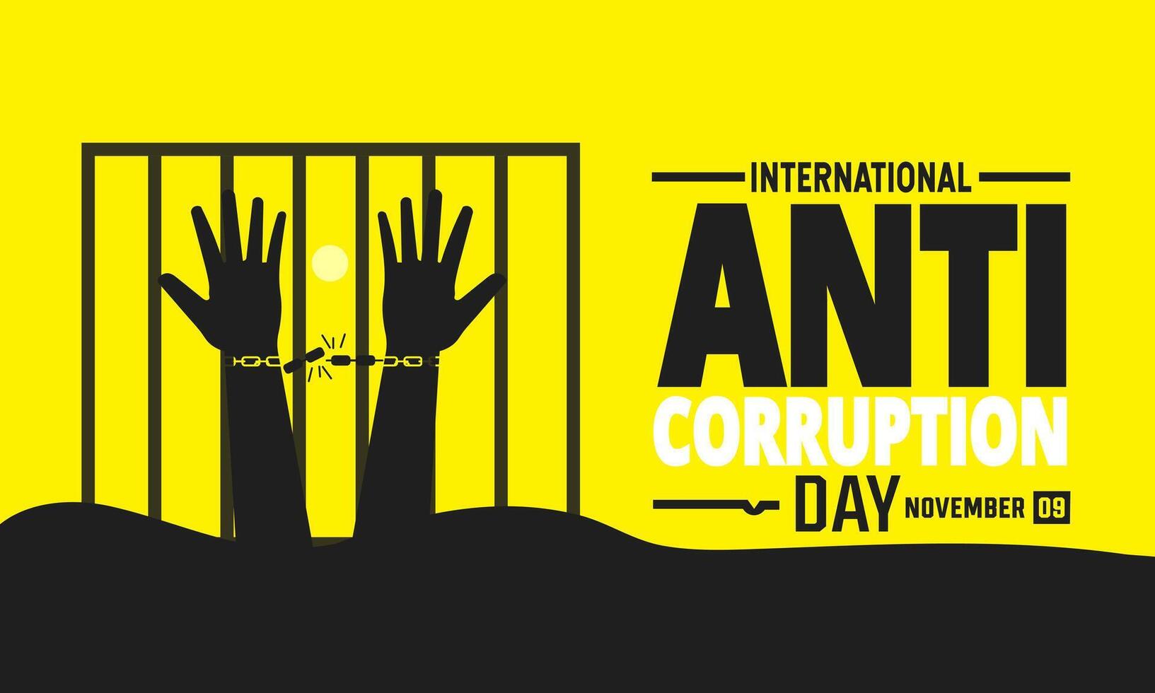 International anti corruption day background with a world map and rejecting hand vector