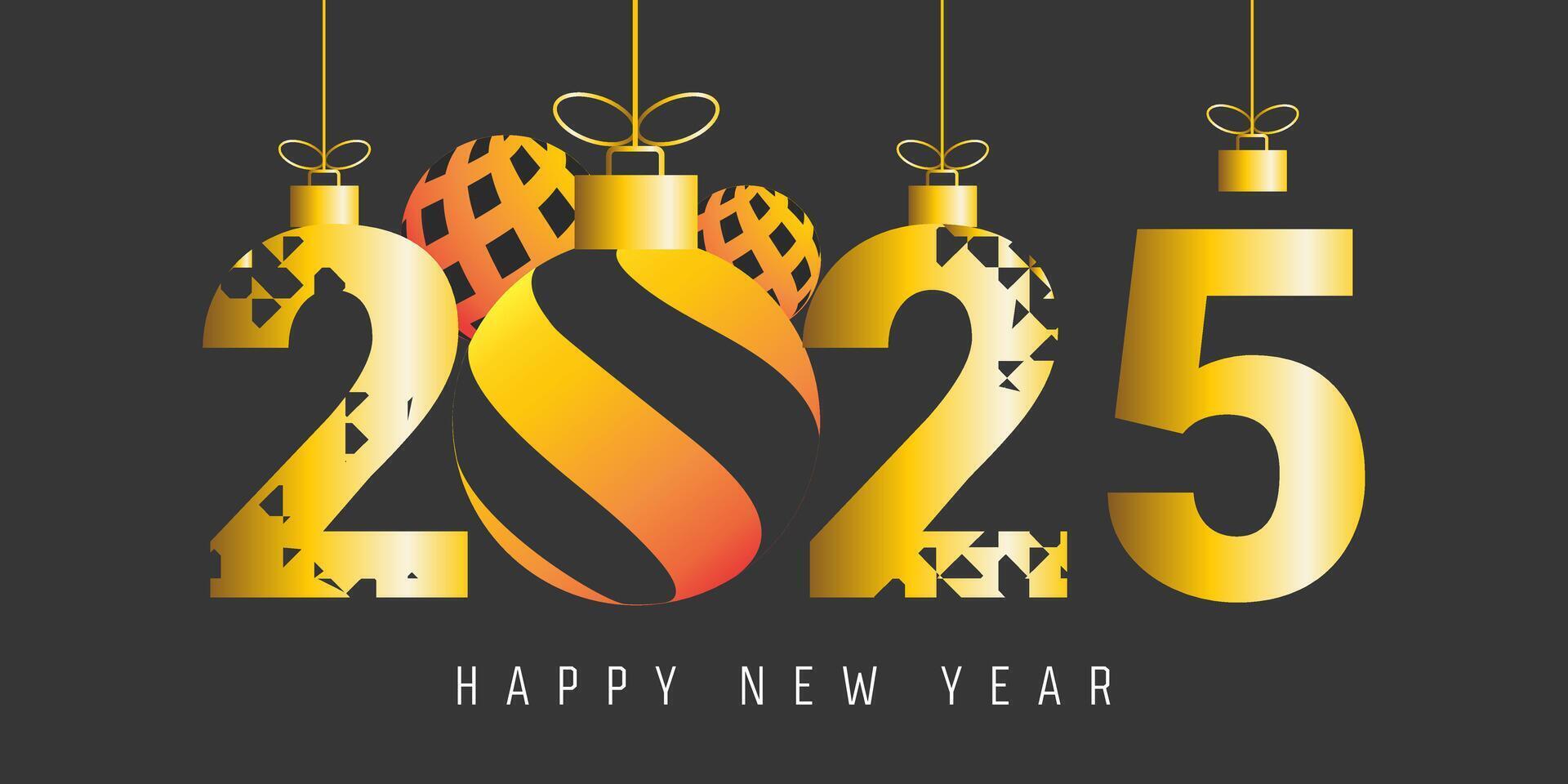 2025 Golden luxury number for Happy New Year banner. Template greeting card, banner, poster. Illustration. vector