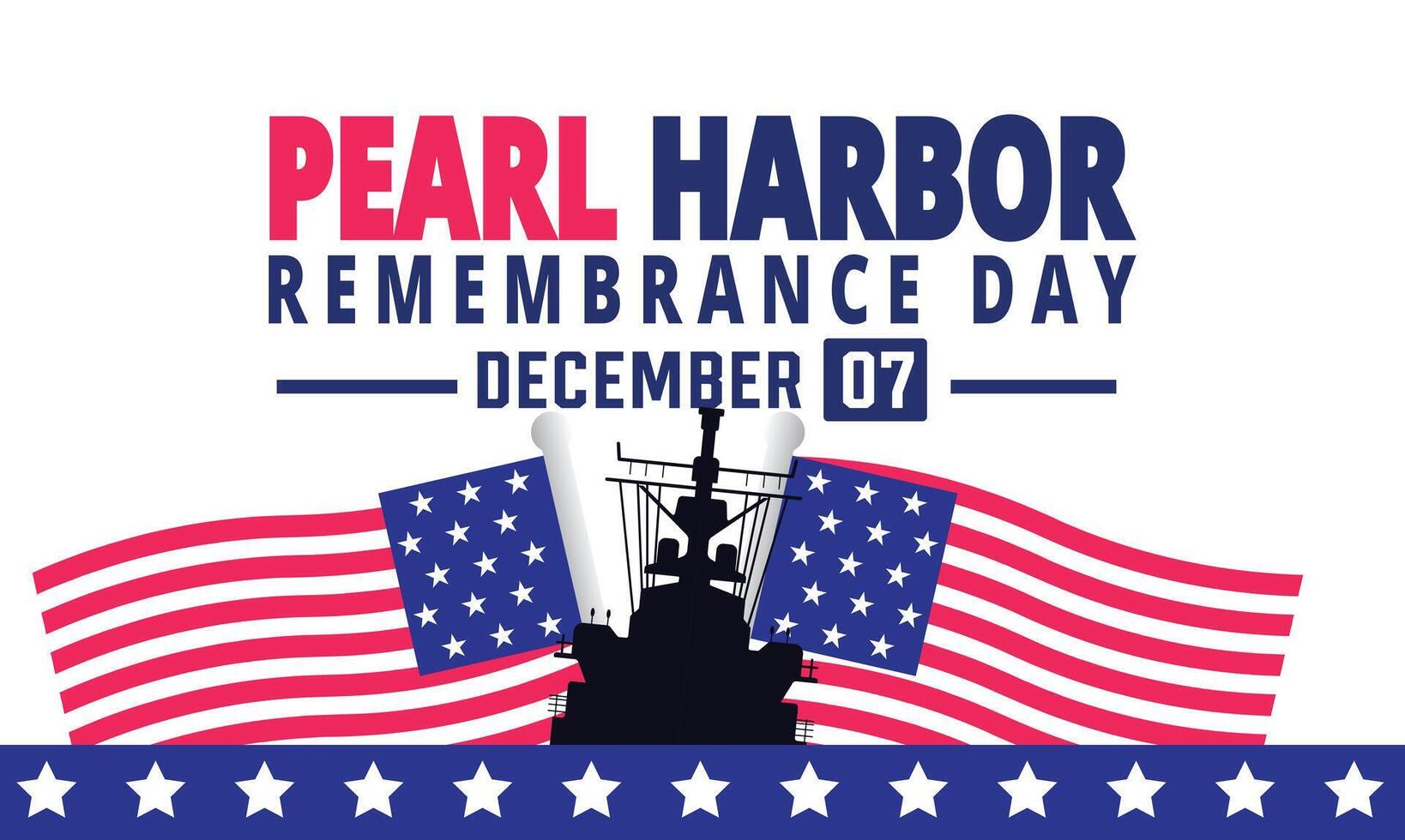 Pearl Harbor, Hawaii remembrance day celebrated 7th of December in USA banner. National patriotic event greeting card. Anniversary congratulation vector
