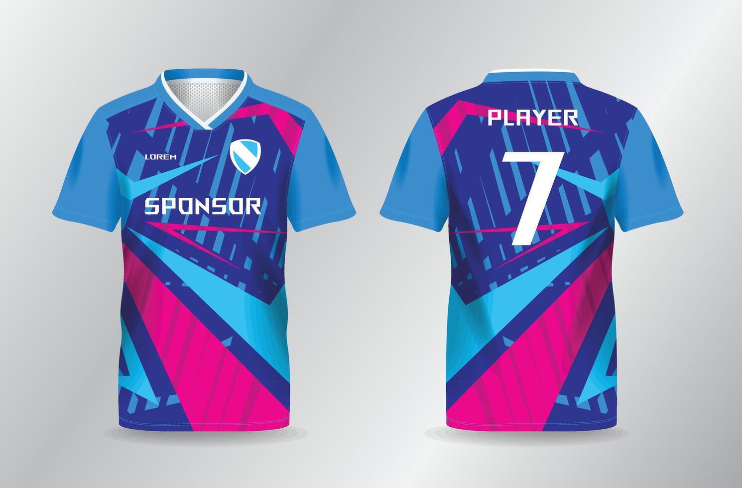 abstract blue and pink sport uniform for jersey mockup template vector