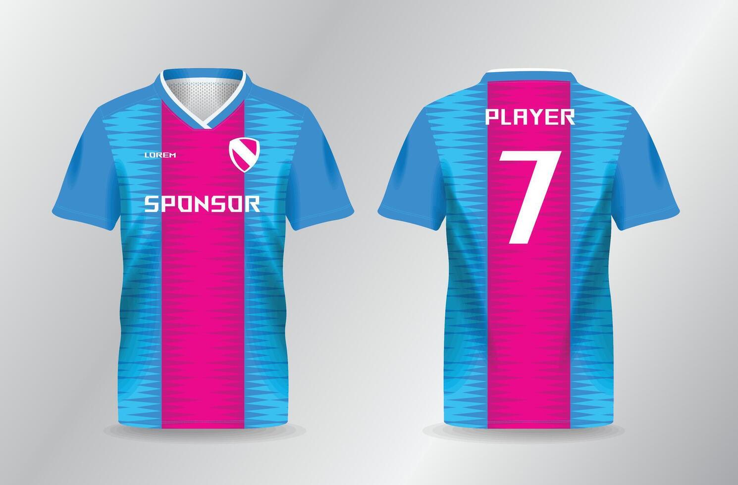 abstract light blue and pink pattern sport uniform for jersey mockup template vector