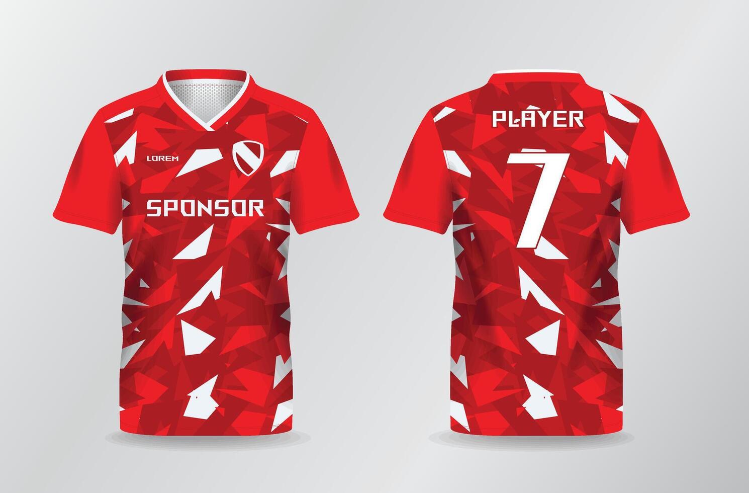 abstract pattern red jersey shirt template for sport uniform vector